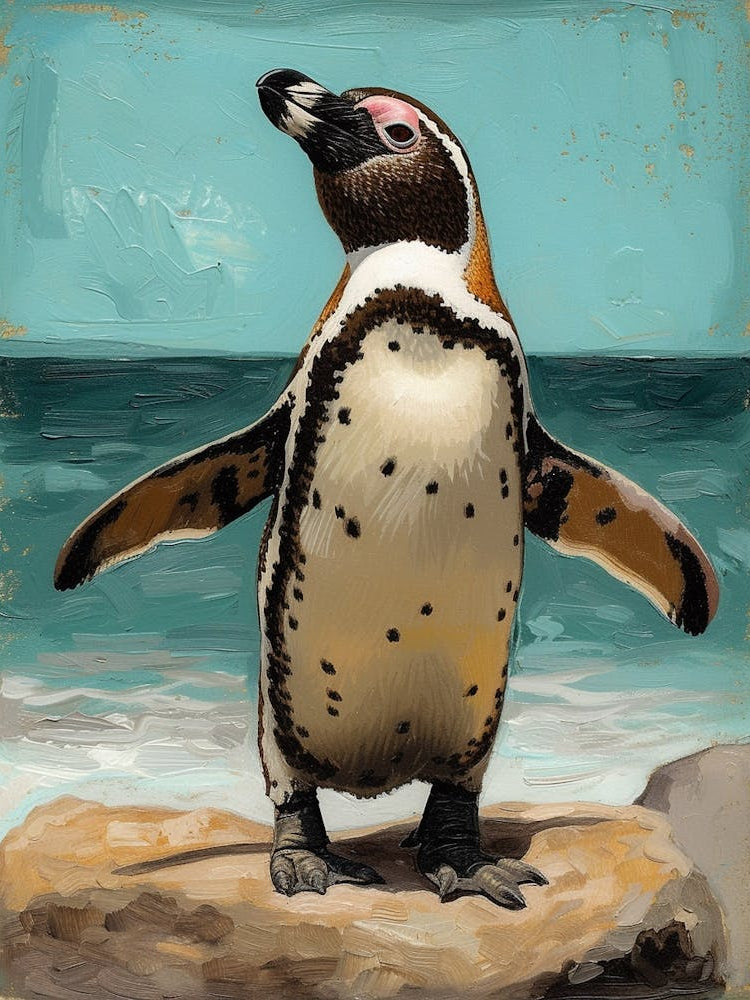 Galapagos Penguin St Andrews Bay Colour Block Painting 1