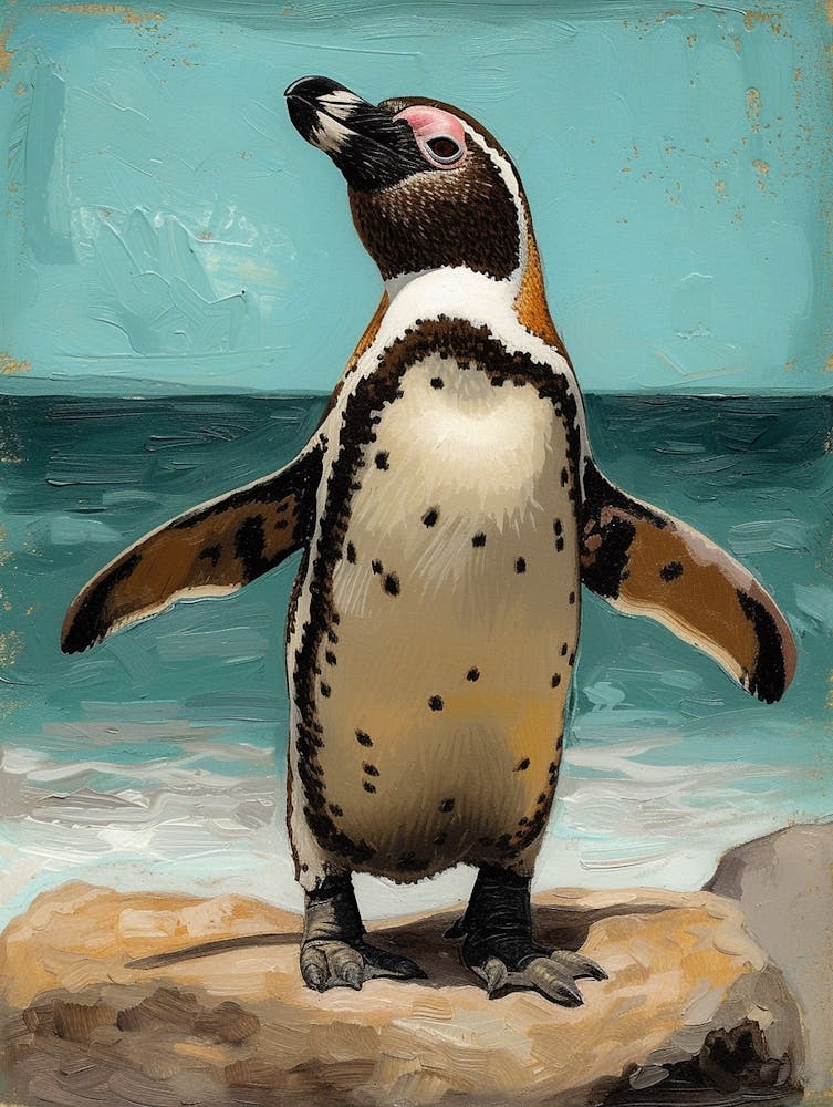 Galapagos Penguin St Andrews Bay Colour Block Painting 1