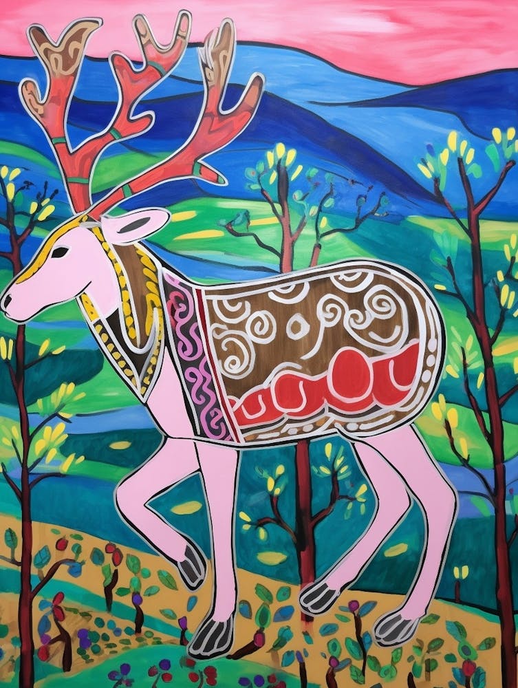 Maximalist Animal Painting Reindeer 1