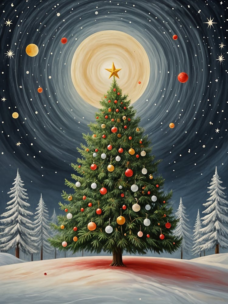 Cosmic Christmas Tree In The Snow