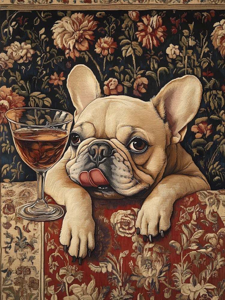 Tapestry Frenchie Drinking 10