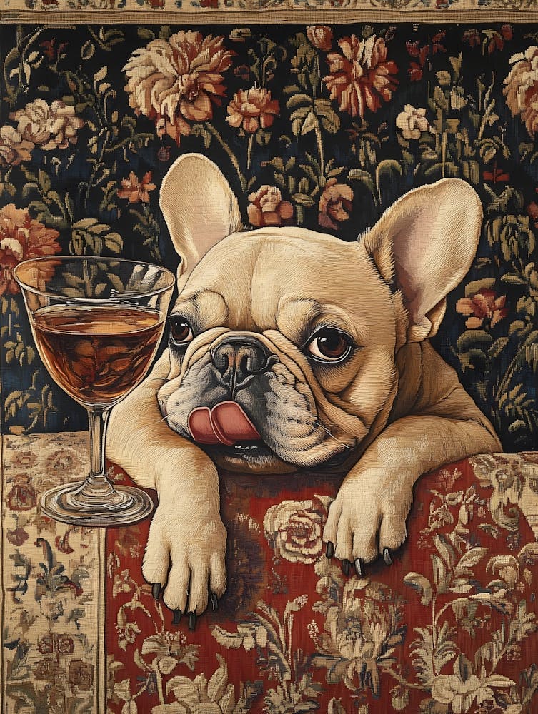 Tapestry Frenchie Drinking 10