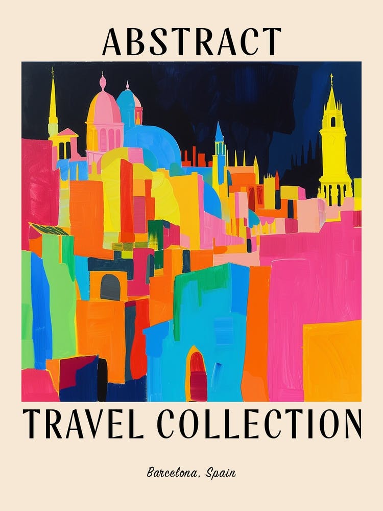 Abstract Travel Collection Poster Barcelona Spain 5
