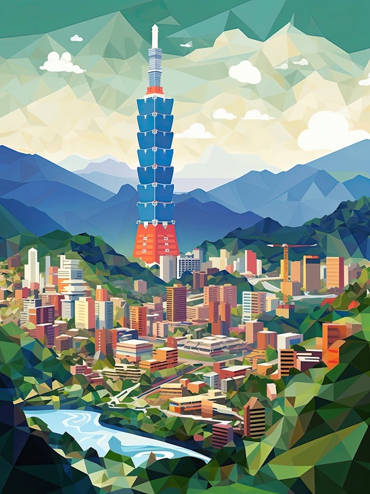 Taipei,Taiwan, Geometric Illustration 4