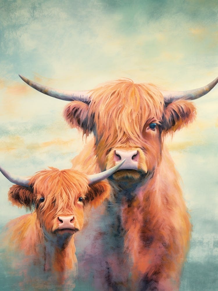 Dreamy Cloudy Highland Cows 1