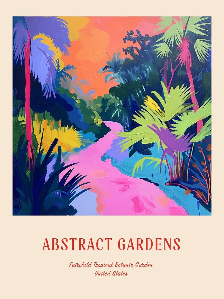 Colourful Gardens Fairchild Tropical Botanic Garden Usa 1 Red Poster