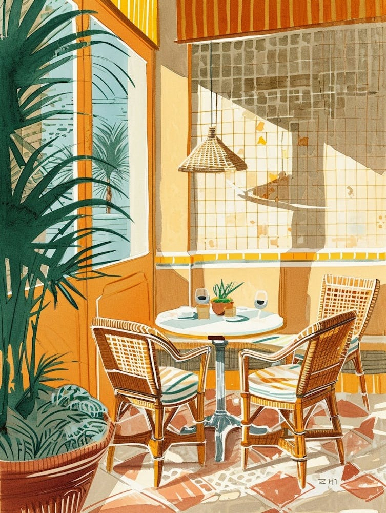 Cozy Cafe Corner Illustration 3