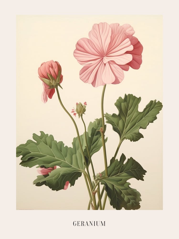 Floral Illustration Geranium 2 Poster