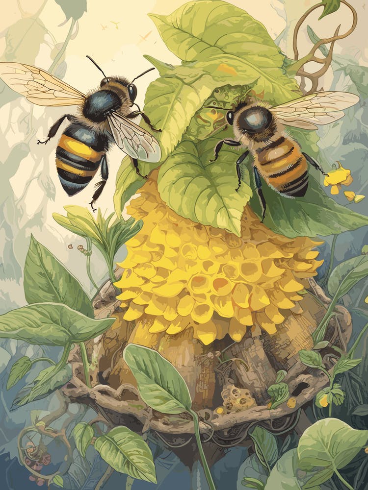Bee Venom Bee Beehive Watercolour Illustration 2