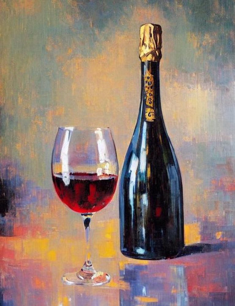 American Sparkling Wine Oil Painting Cocktail Poster