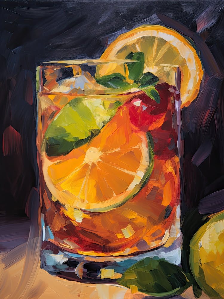 Pimms Cup Cocktail Oil Painting 2