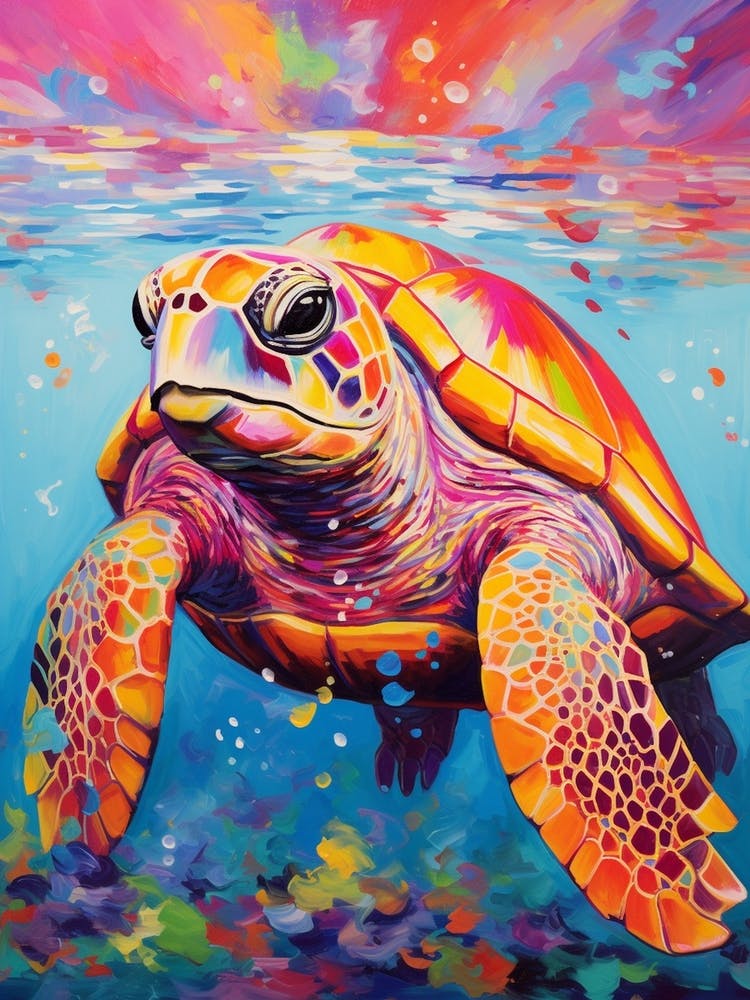 Colourful Sea Turtles In Ocean 3