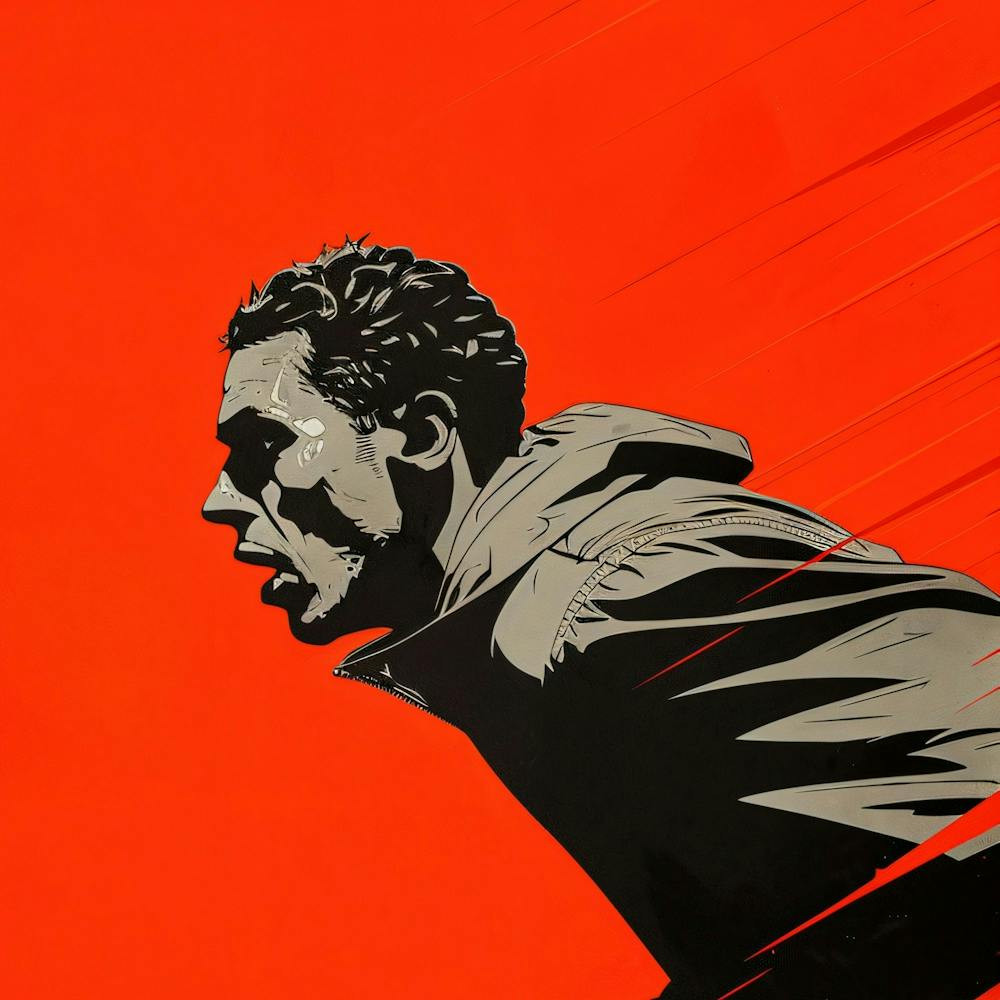 Man Running On An Orange Background