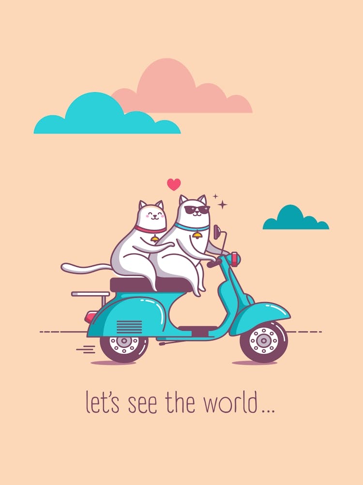 Cats on vespa seeing the world