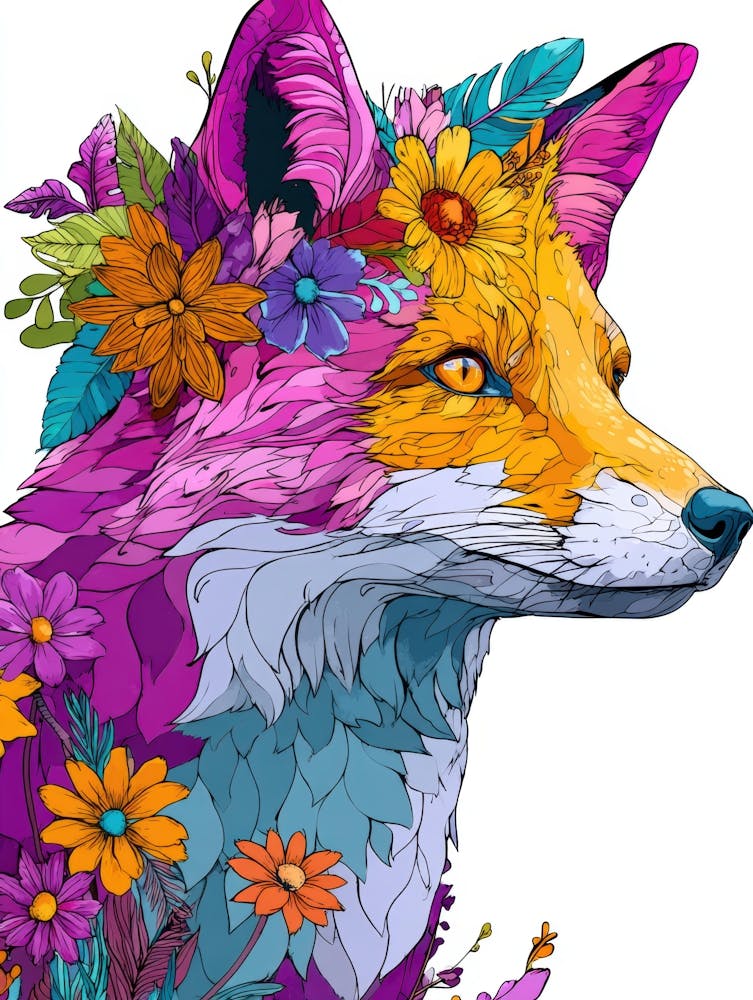 Fox With Flowers 3