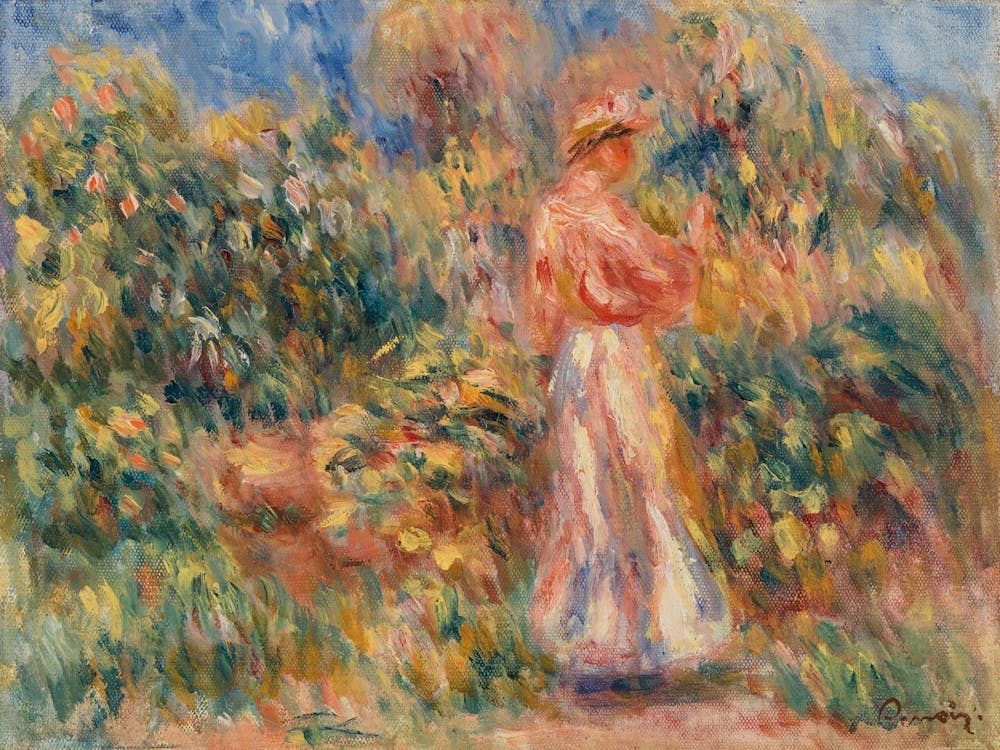 Landscape With Woman In Pink And White, Pierre Auguste Renoir