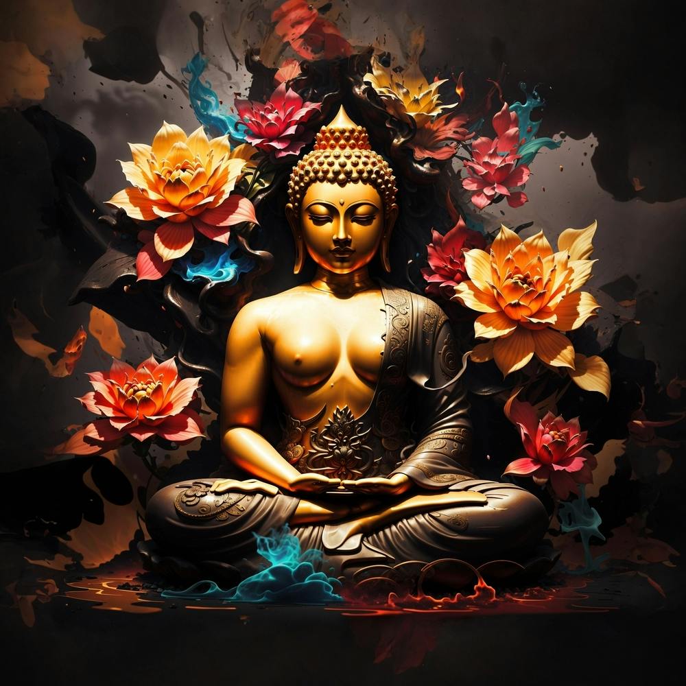 Buddha In a meditative pose,peace in chaos