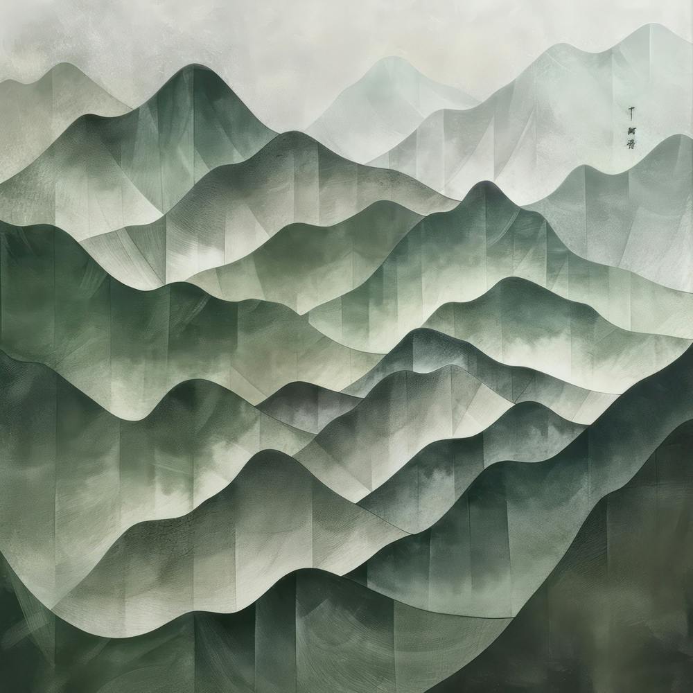 Japanese Watercolour Of Mount Haku 3