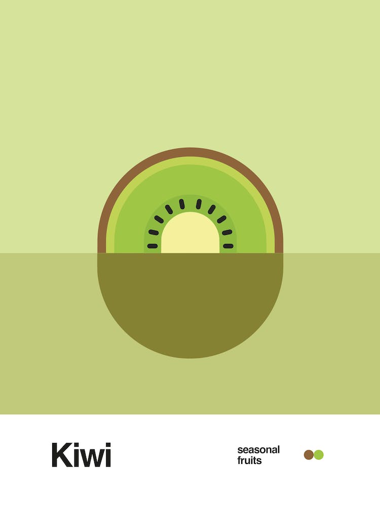Minimalist Kiwi Poster - Seasonal Fruits