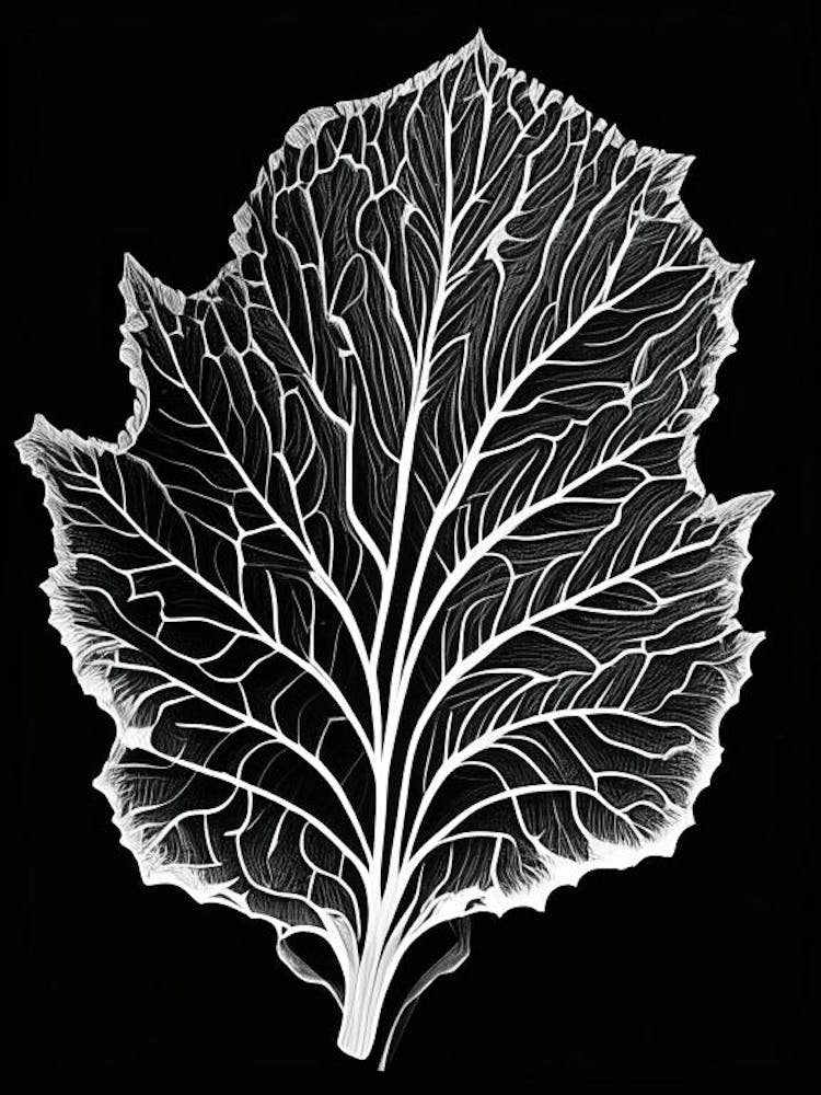 Wild Lettuce Leaf Linocut 5