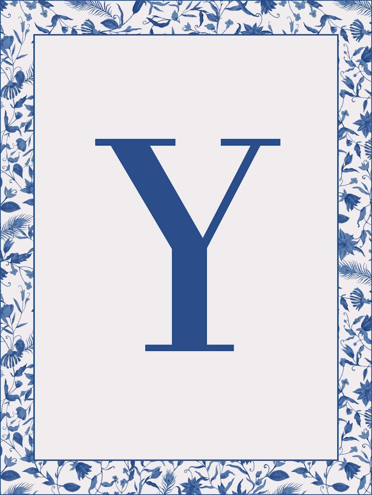 Letter y Monogram Initial Blue
