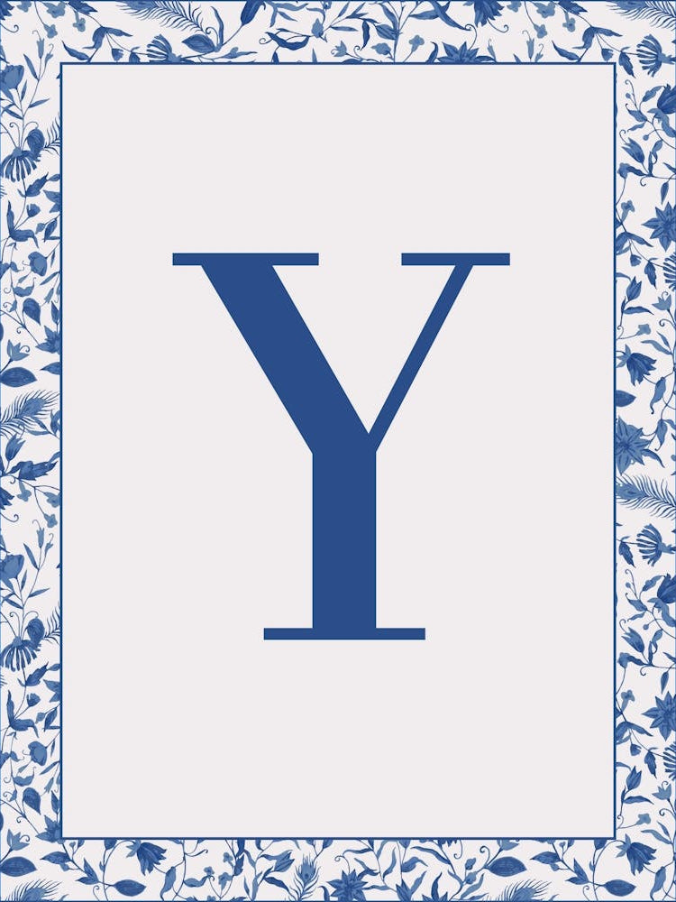 Letter y Monogram Initial Blue