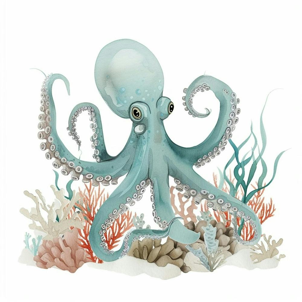 Blue Storybook Style With Seaweed & Coral 4