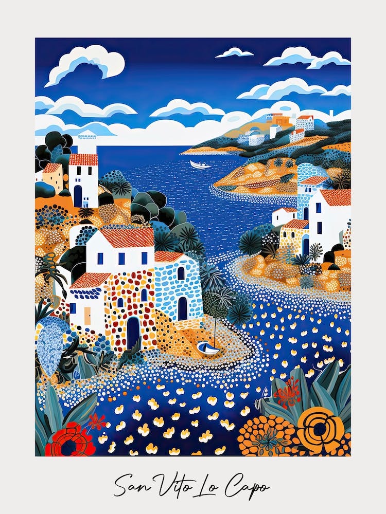 Poster Of San Vito Lo Capo, Italy, Illustration In The Style Of Pop Art 4