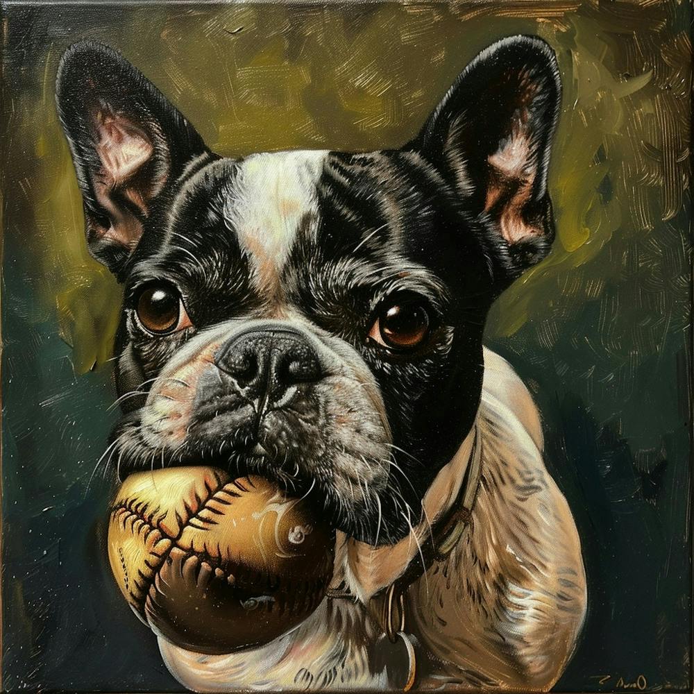 French Bulldog With Baseball