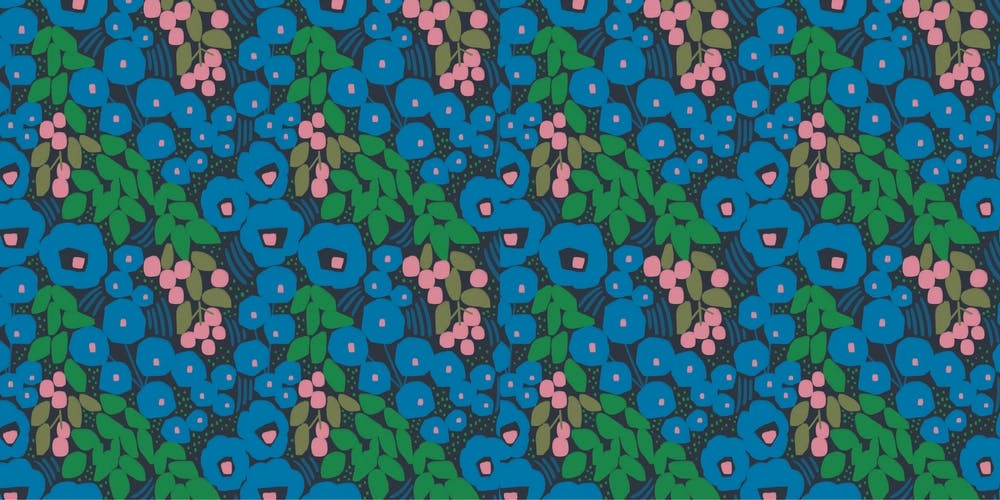 Retro Blue Flowers