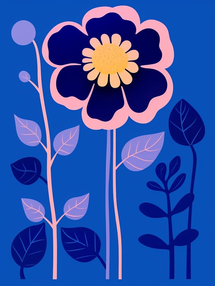 Blue Flower Illustration Portulaca 1