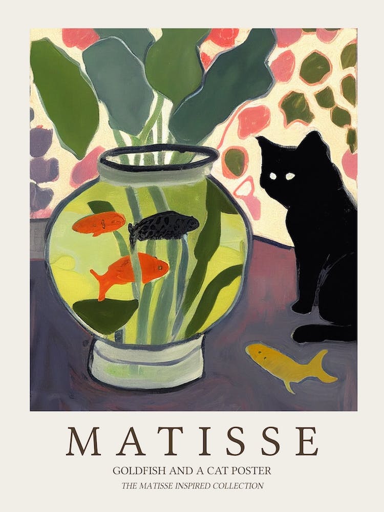 Goldfish And Cat Matisse Inspired