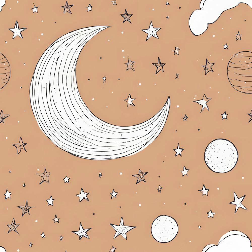Illustration Moon and Stars Kids Room
