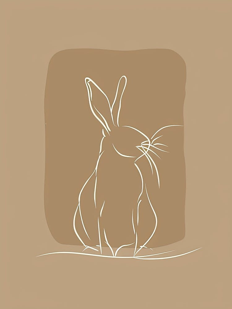 Hare Illustration - Boho, Line Art