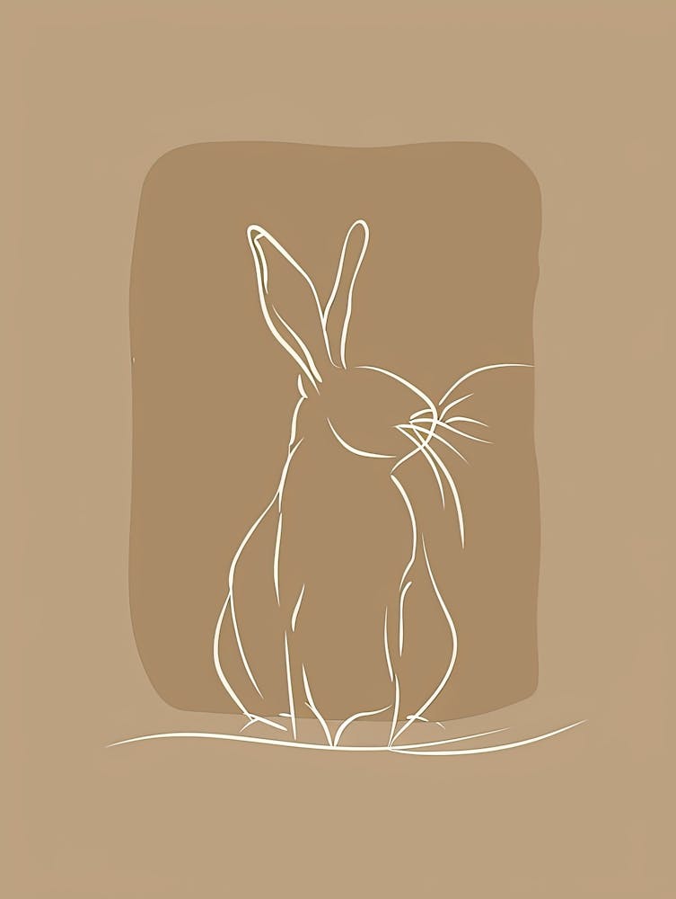Hare Illustration - Boho, Line Art