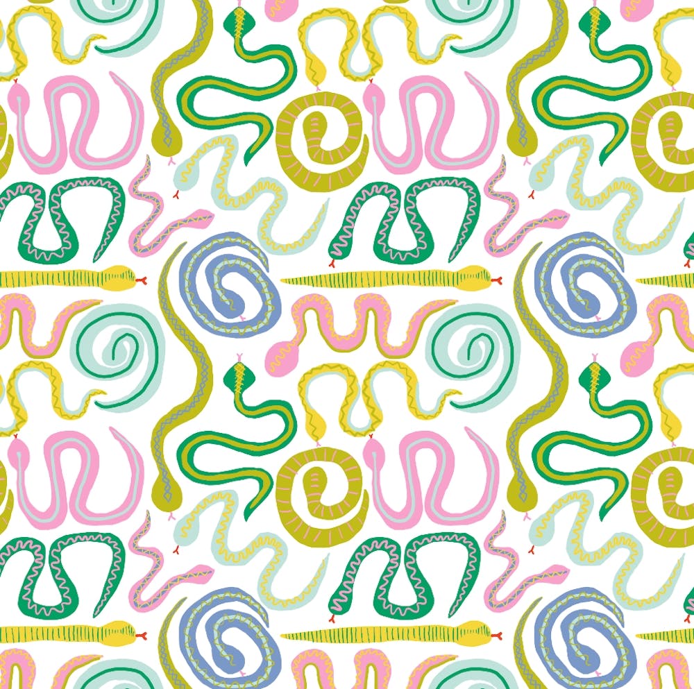 Snakes On A White Background