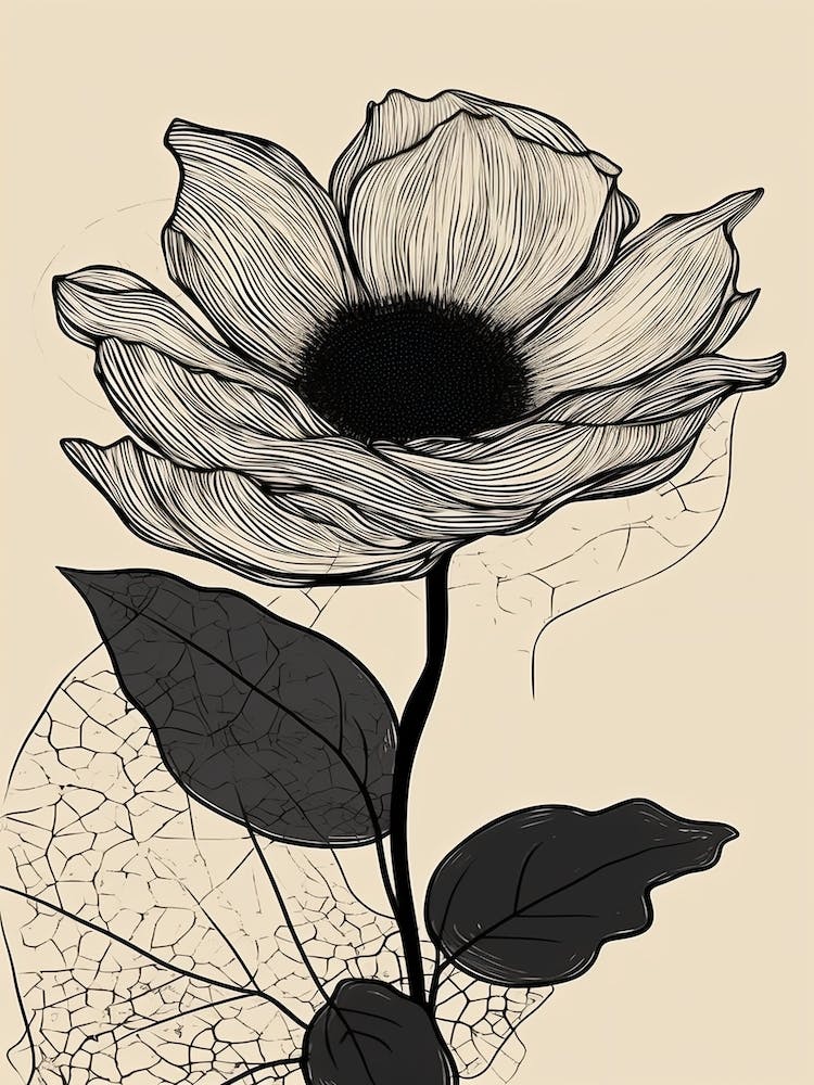 Strichzeichnung Sonnenblumen Illustration Neutral 14