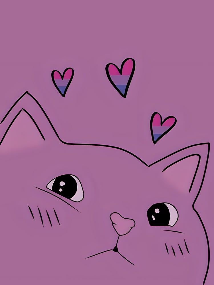 Chat Violet Avec Des Cœurs