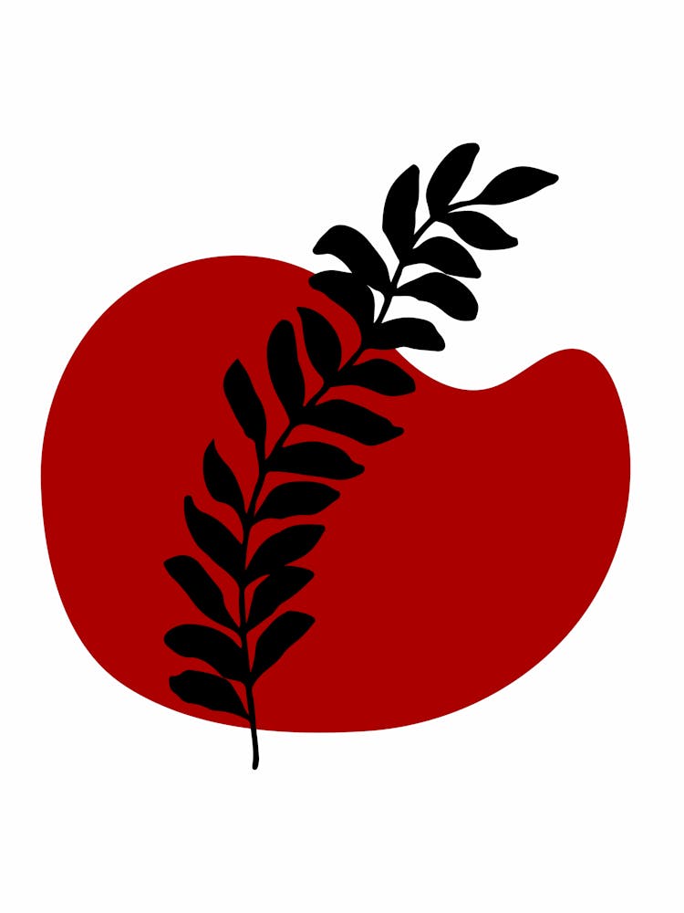 Leaf On A Red Background