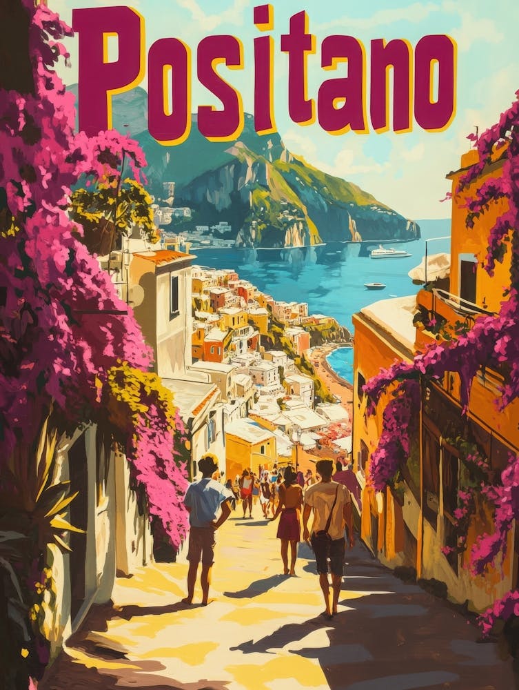 Aihrgdesign A 1970s Inspired Travel Poster For Positano 1