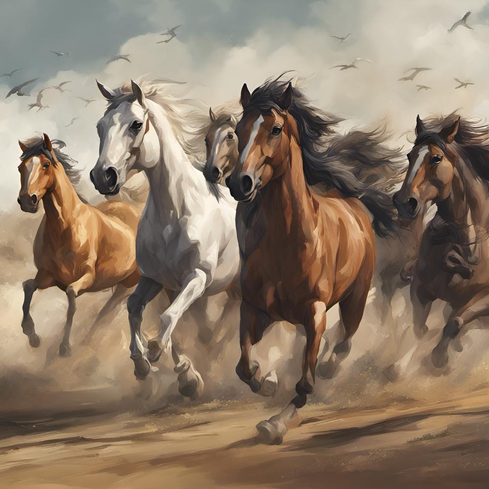 Chevaux Courant dans le Désert