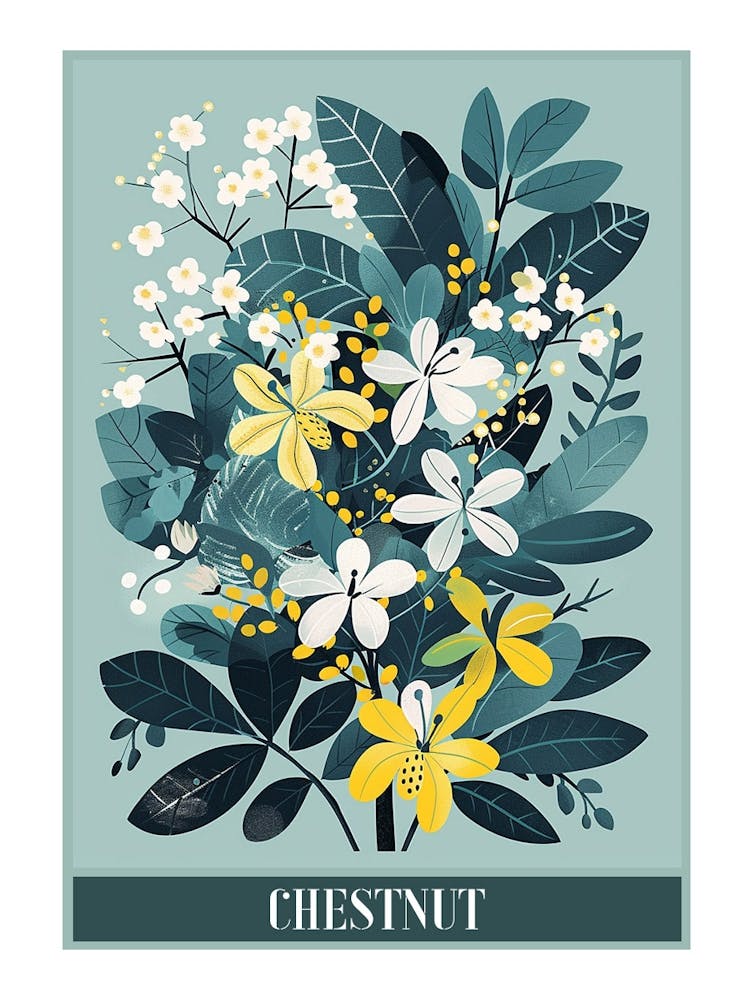 Chestnut Tree Flat Illustration 2 Poster