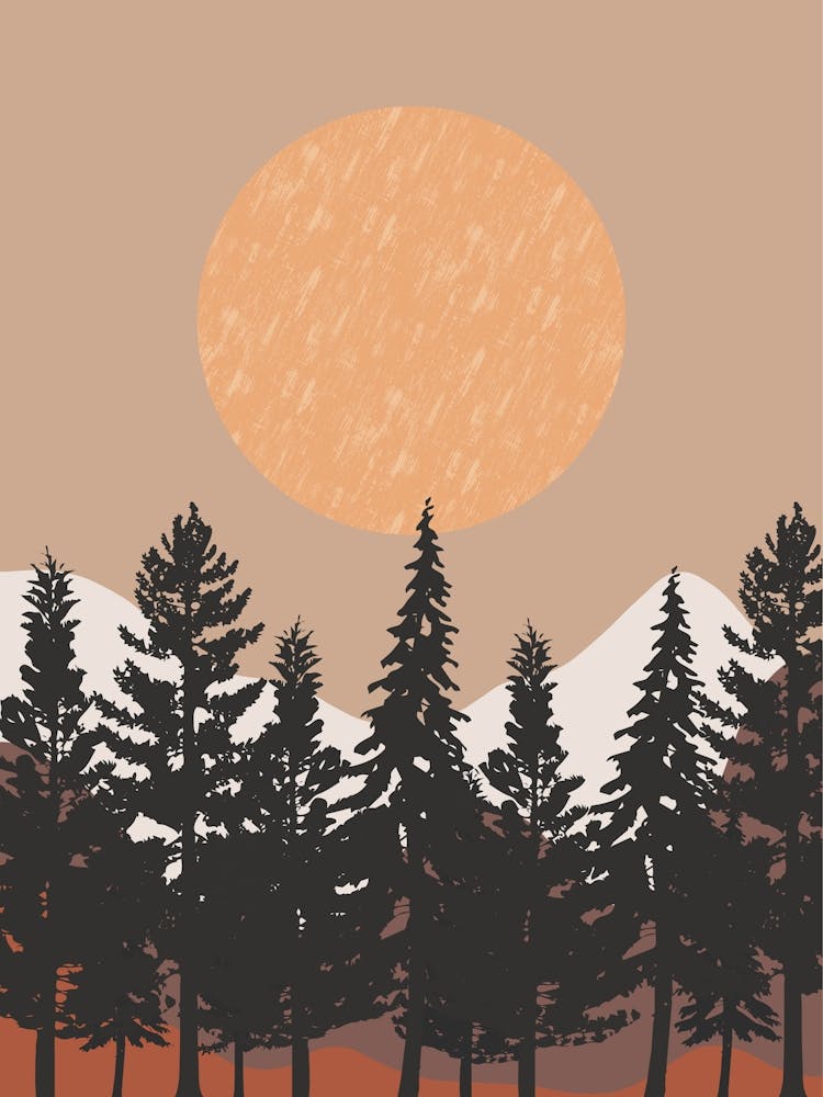 Landscape Tree Silhouette Print