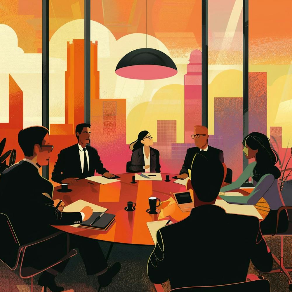 Business Meeting At Sunset