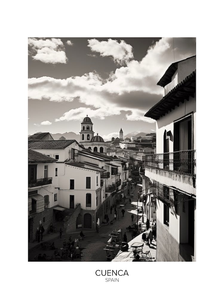 Poster Of Cuenca, Spain, Black And White Analogue Photography 1