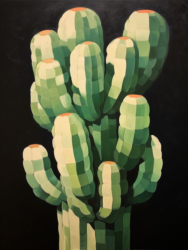 Modern Abstract Cactus Painting Cylindropuntia Kleiniae Cactus 3