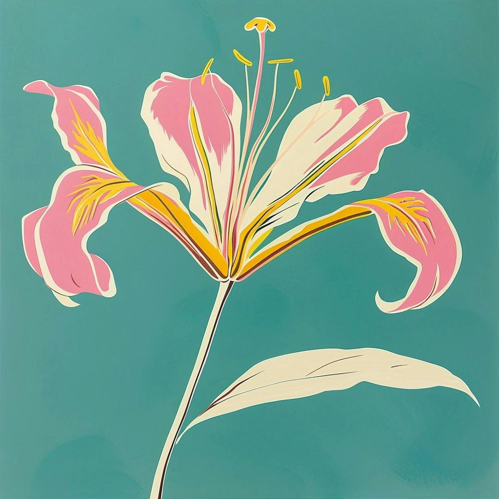 Gloriosa Lily 1 Square Flower Illustration