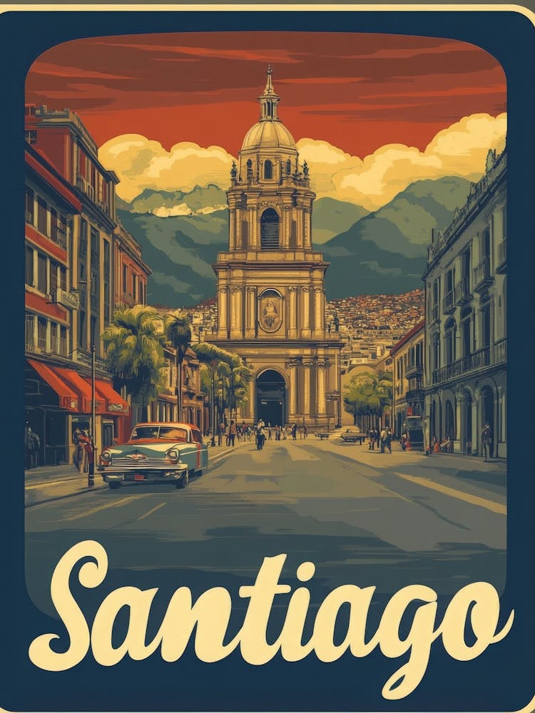 Aihrgdesign A Classic 1960s Travel Poster For Santiago