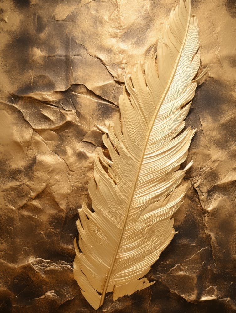 Gold Feather On A Golden Background