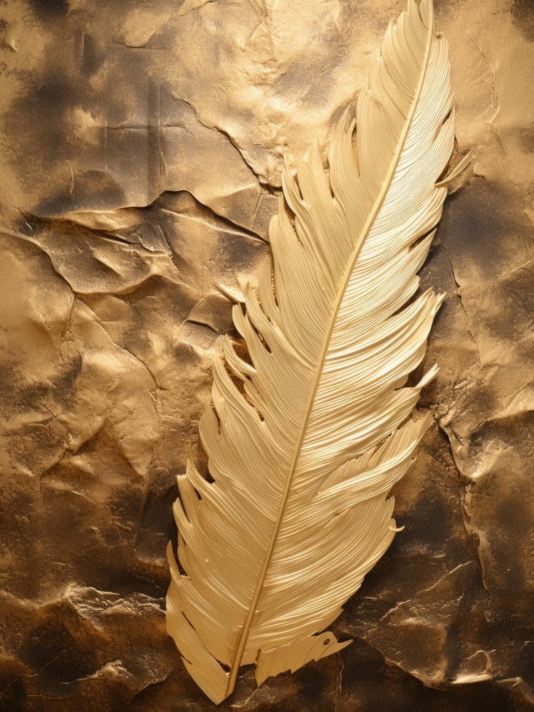 Gold Feather On A Golden Background